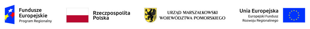 logotypy Fundusze Europejskie, Rzeczpospolita, Urząd Marszałkowski Województwa Pomorskiego, Unia Europejska