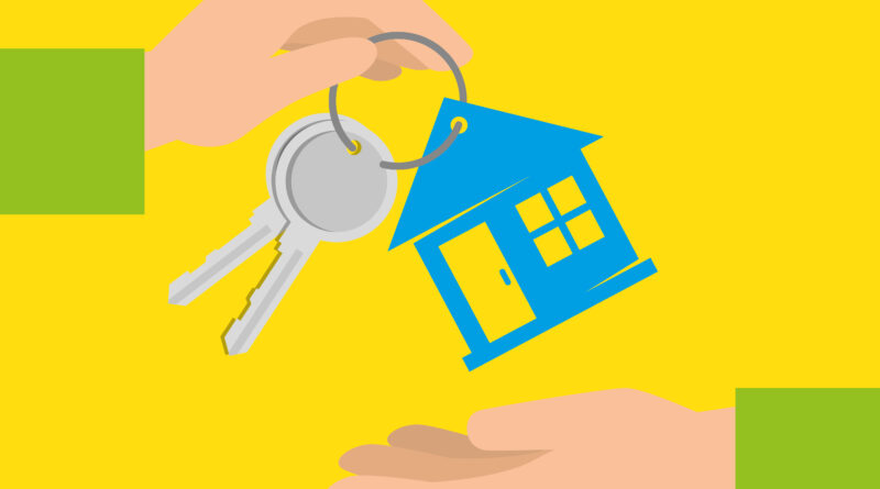 grafika przedstawia przekazanie kluczy do domu